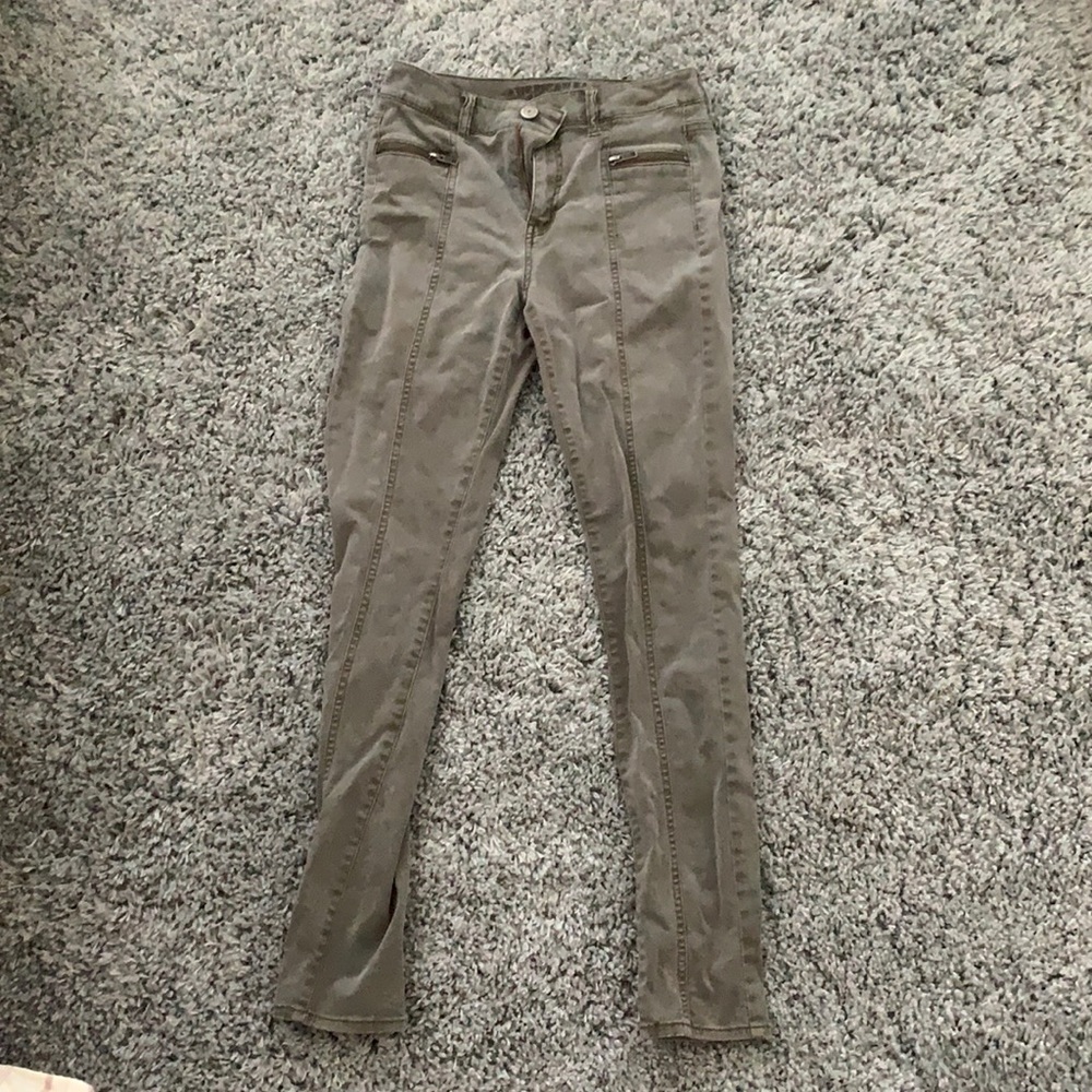 Army green skinny jeans